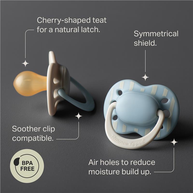 Tommee Tippee Natural Latex Ultimate Fit Soother 0-6 Months 2 Pack Assorted Colours