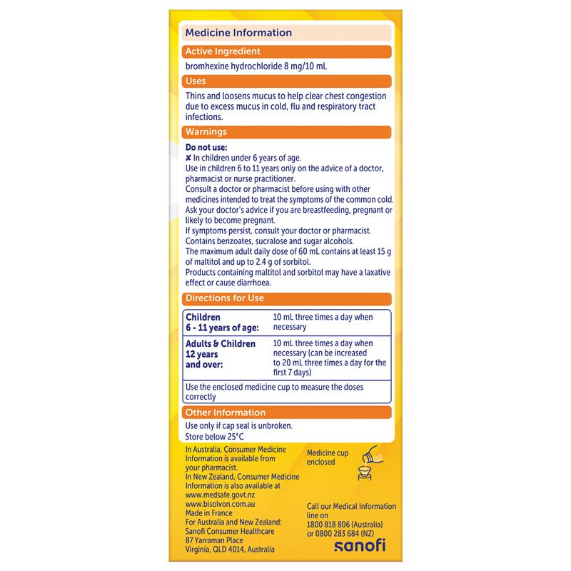 Bisolvon Chesty Oral Cough Liquid 200ml
