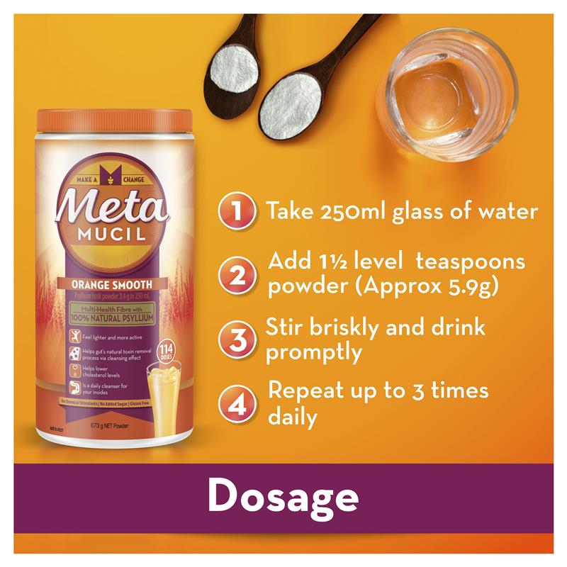 Metamucil Fibre Supplement Smooth Orange 114 Dose 673g