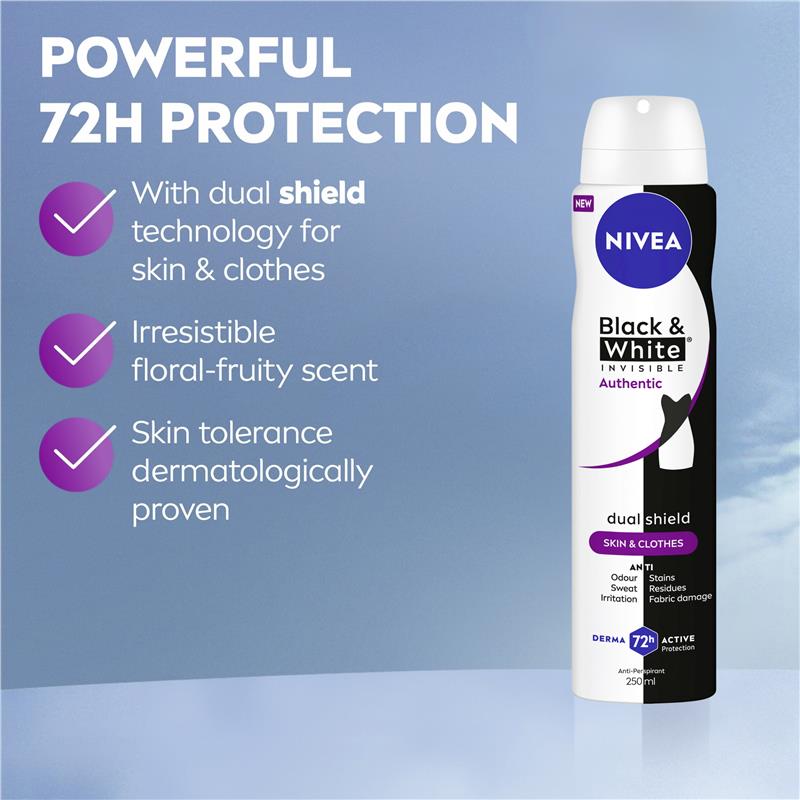 NIVEA Women Deodorant Aerosol Black & White Authentic 250ml