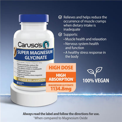 Carusos Super Magnesium Glycinate 60 Tablets
