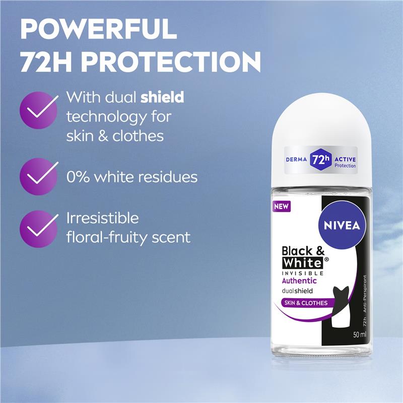NIVEA Women Deodorant Roll On Black & White Authentic 50ml