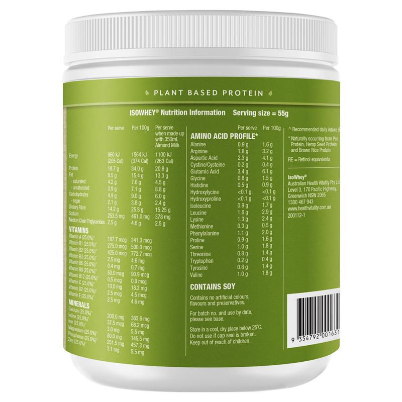 IsoWhey Plant-Based Meal Replacement Shake Chocolate 550g