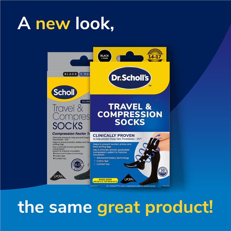 Scholl Travel and Compression Socks Black Large