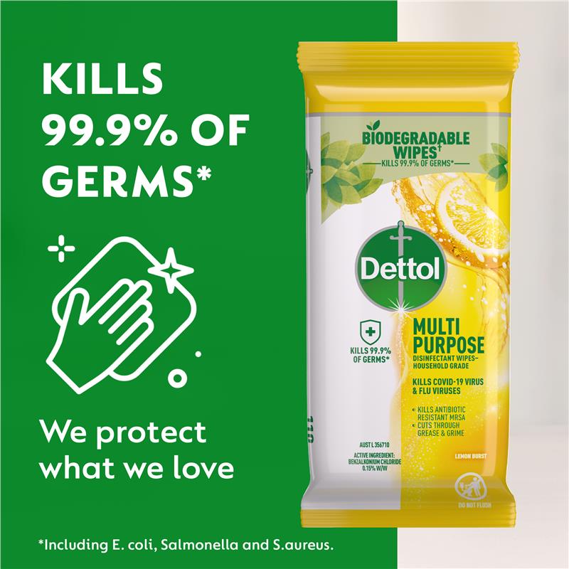 Dettol Multipurpose Wipes Lemon Burst 110 Pack