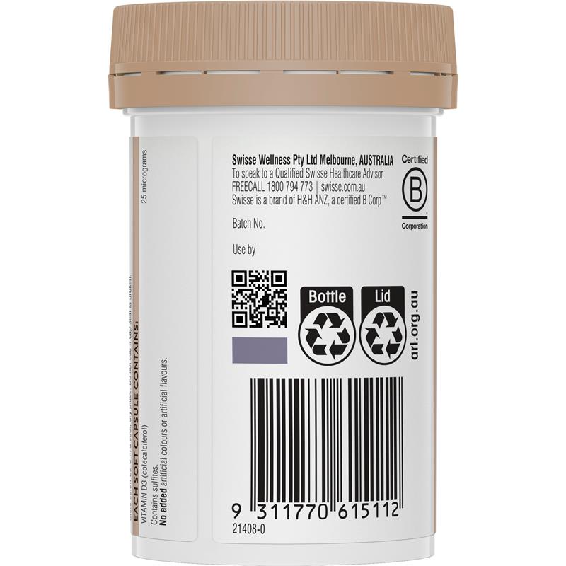 Swisse Vitamin D 250 Capsules