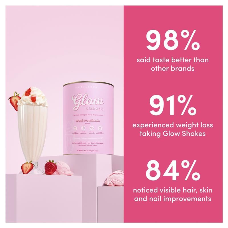 The Collagen Co Glow Shakes Strawberry Milkshake 755g