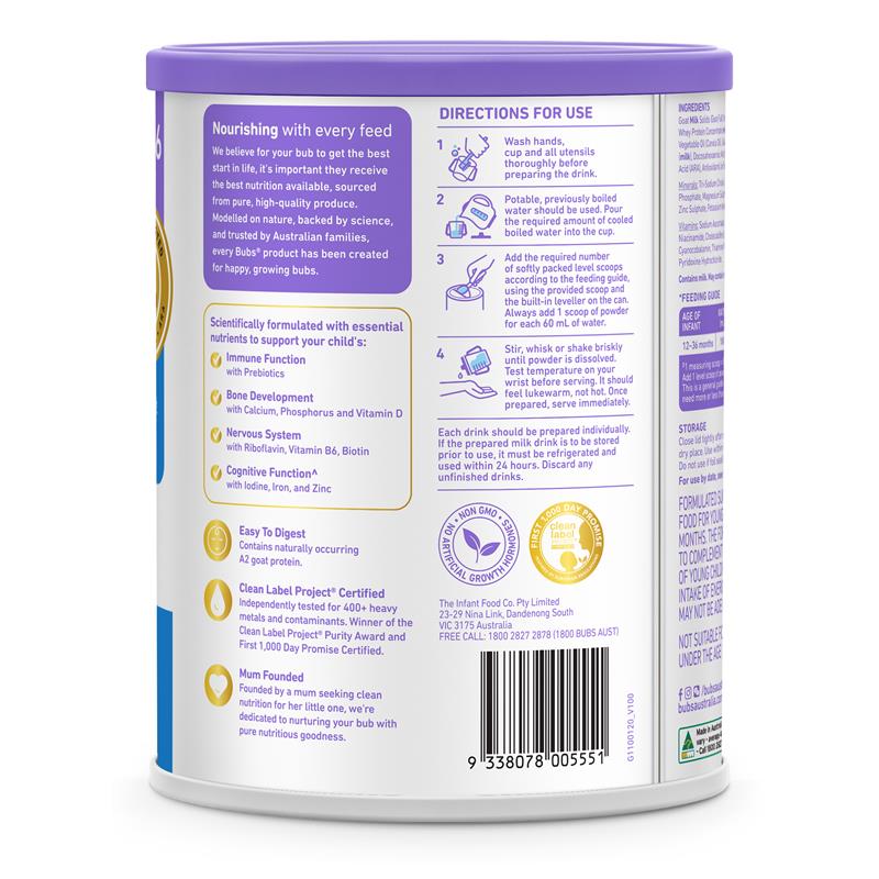 Bubs Goat Stage 3 Toddler Formula 800g