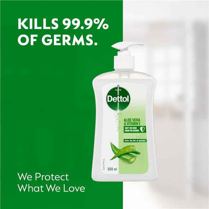 Dettol Antibacterial Liquid Hand Wash Pump Aloe Vera & Vitamin E 500ml