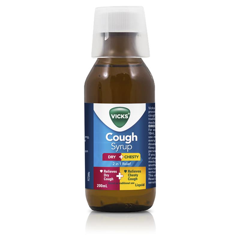 Vicks Cough Syrup Dry + Chesty 200ml