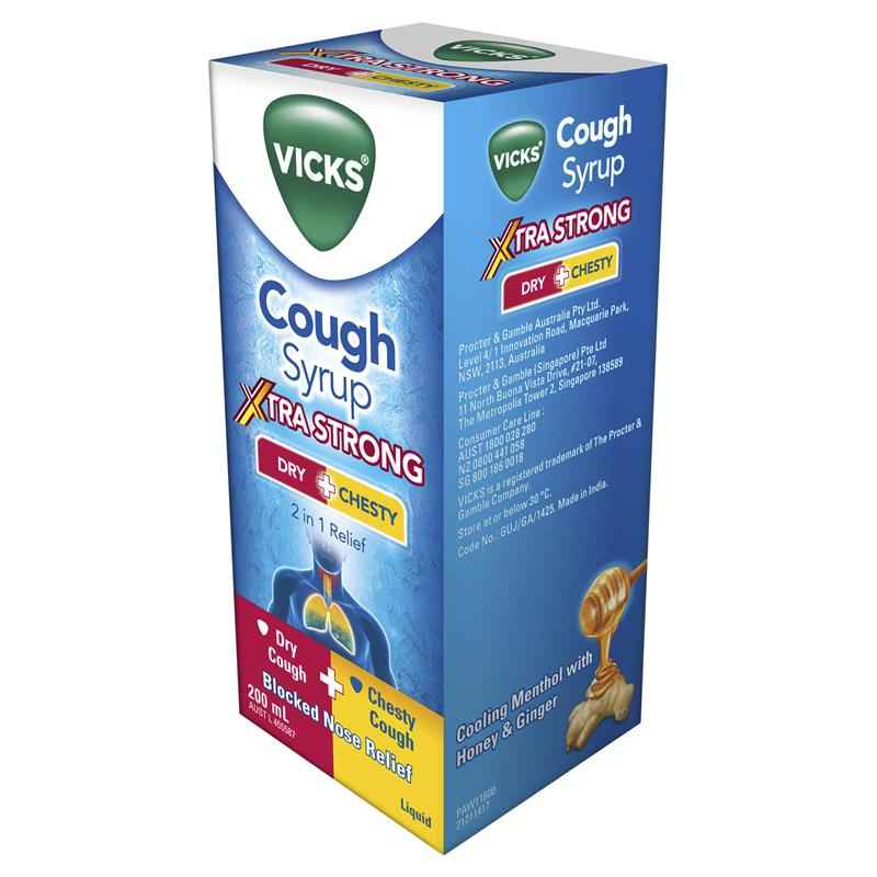 Vicks Cough Syrup Xtra Strong Dry + Chesty 200ml