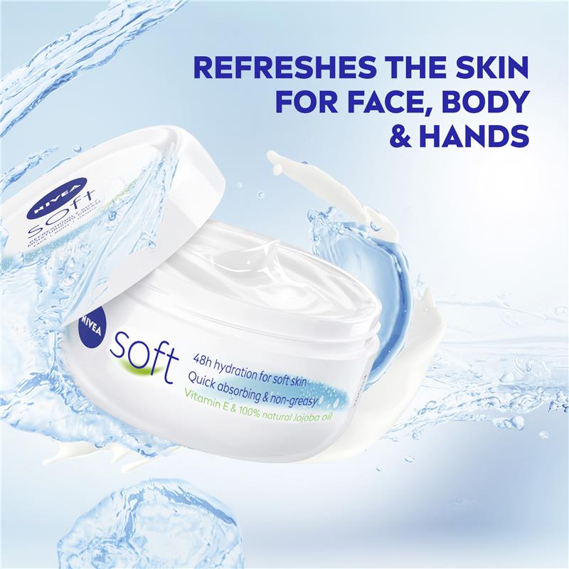 NIVEA Soft Moisturiser Cream Face Body Hands 200ml - GimmeNow