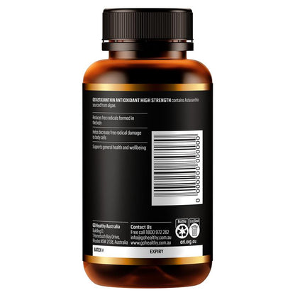 GO Healthy Astaxanthin Antioxidant High Strength 90 Soft Capsules Exclusive Size