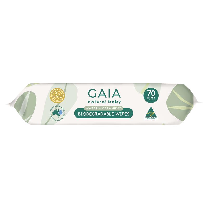 GAIA Biodegradable Water Wipes 70 Pack