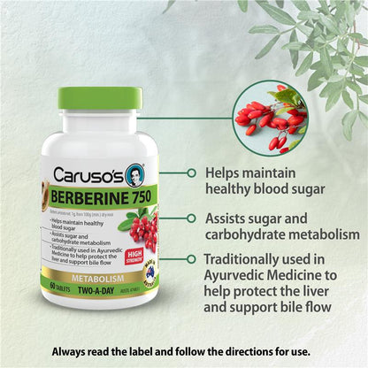 Carusos Berberine 750 60 Tablets