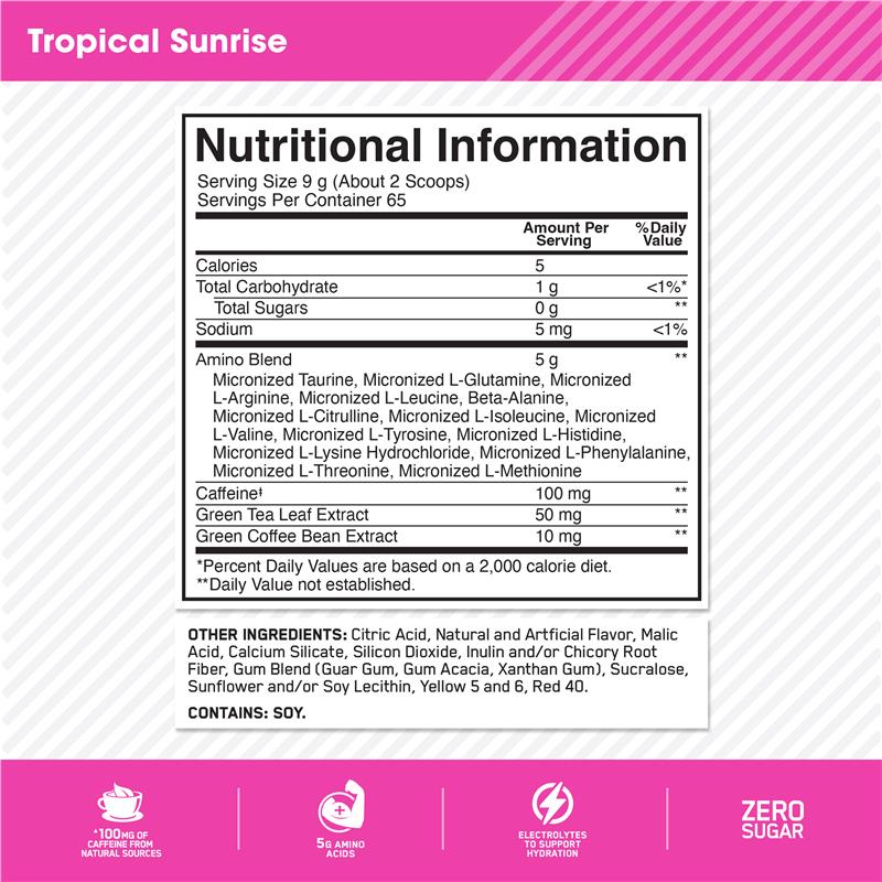 Optimum Nutrition Amino Energy Tropical Sunrise 65 Serves 585g
