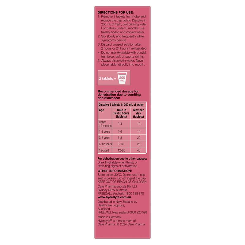 Hydralyte Electrolyte Effervescent Strawberry Kiwi 20 Tablets