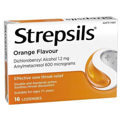 Strepsils Soothing Lozenges Orange 16pk Sore Throat Double Antibacterial