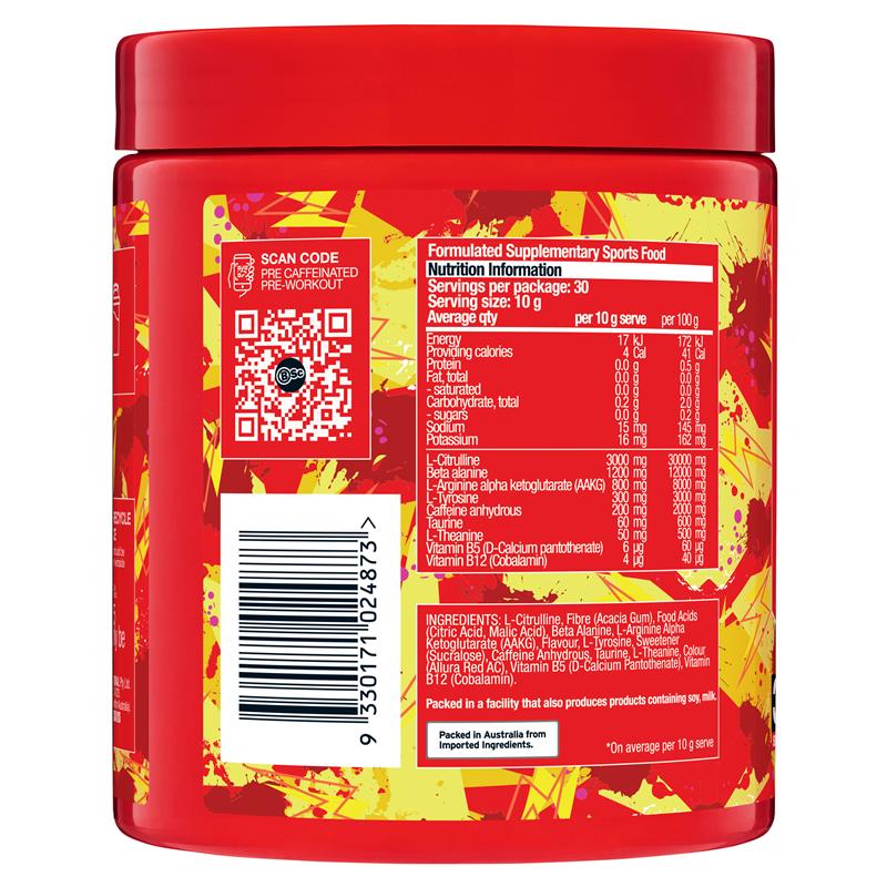 BSc PRE Caffeinated Pre-Workout Red Sour Snakes 300g
