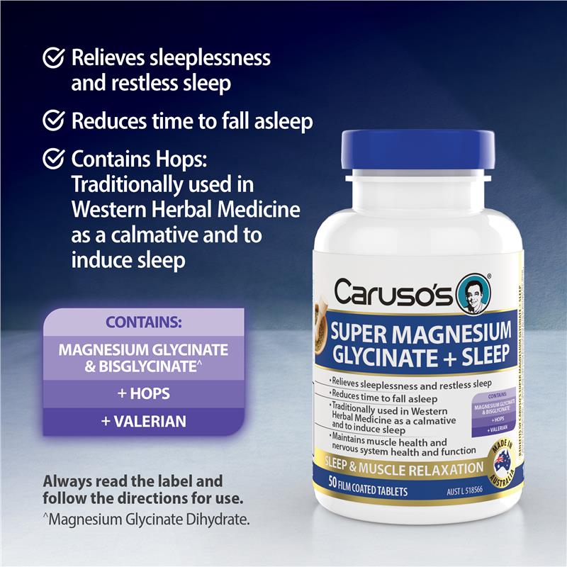 Carusos Super Magnesium Glycinate + Sleep 50 Capsules