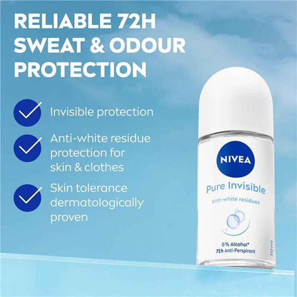 NIVEA Women Deodorant Roll On Pure Invisible 50ml