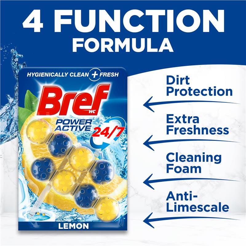Bref Power Active Toilet Cleaner Block Lemon Twin Pack 100g