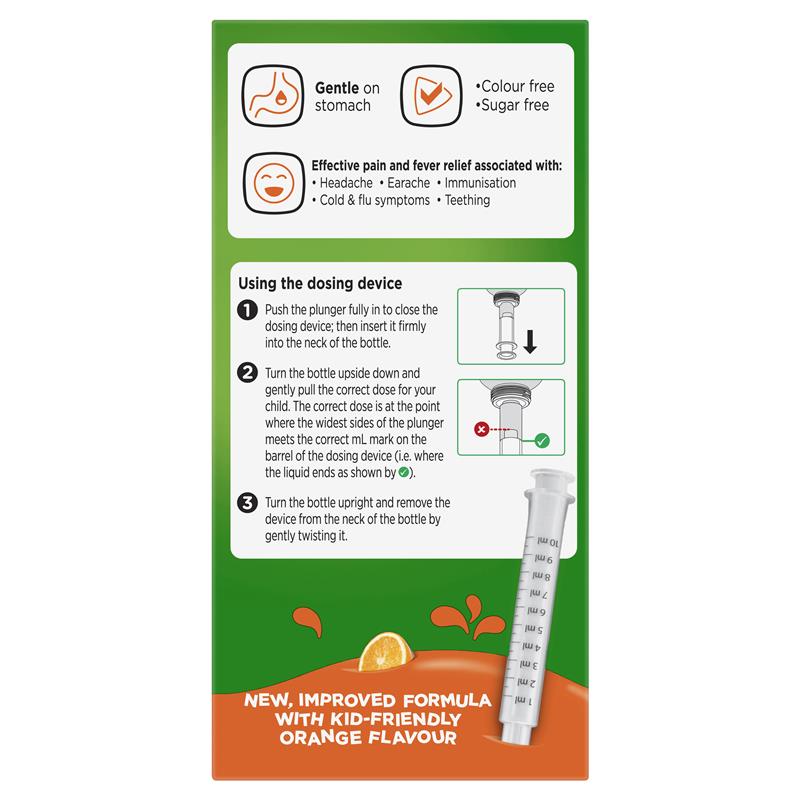 Panadol Children 1-5 Years Suspension Fever & Pain Relief Orange Flavour 200ml