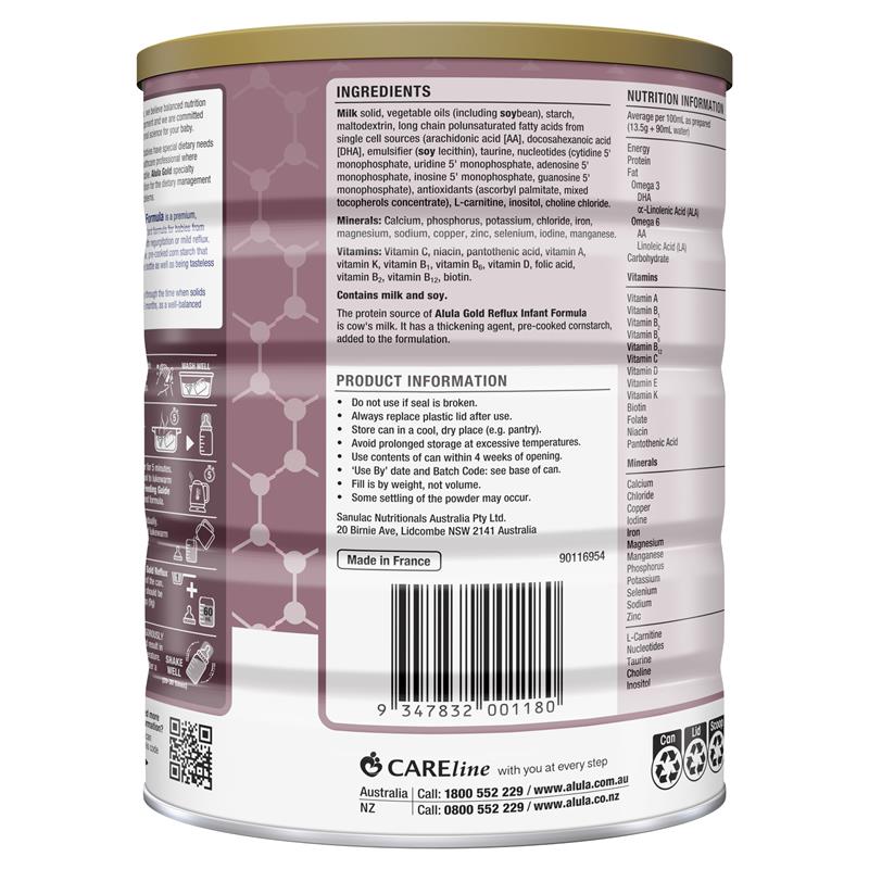 Alula Gold Reflux Infant Formula 0-12 Months 900g