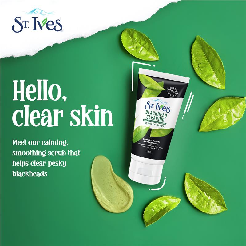 St Ives Naturally Clear Scrub Green Tea 150ml - GimmeNow