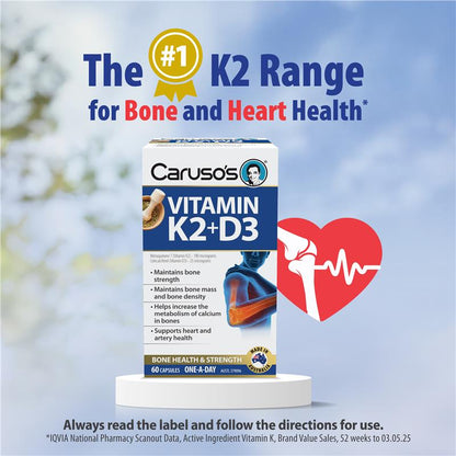 Carusos Vitamin K2 + D3 60 Capsules
