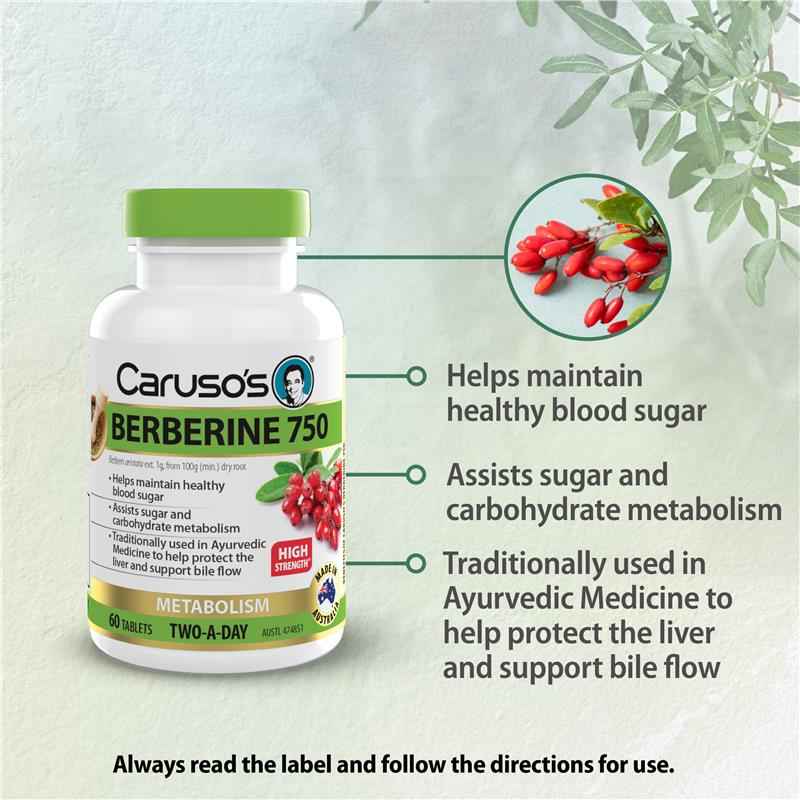 Carusos Berberine 750 60 Tablets