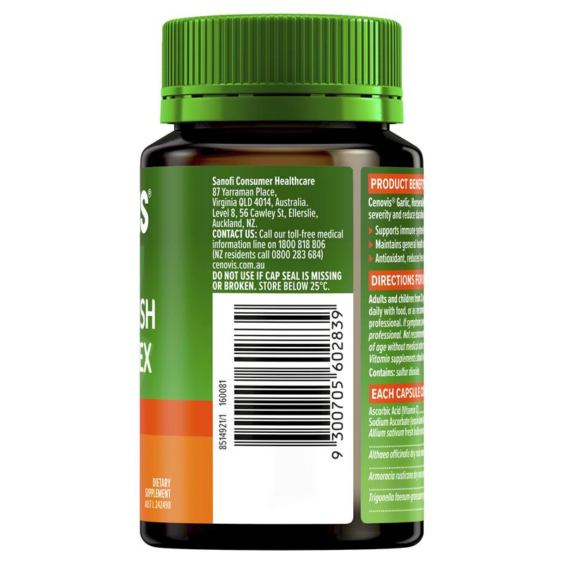 Cenovis Garlic, Horseradish + C Complex 120 Capsules