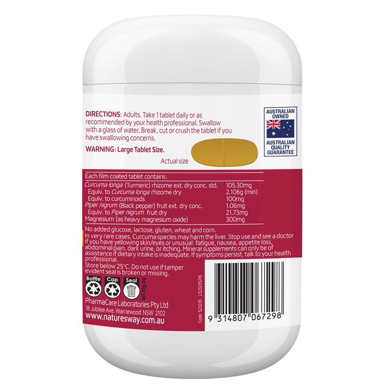 Nature's Way Magnesium + Turmeric 150 Tablets New Formula