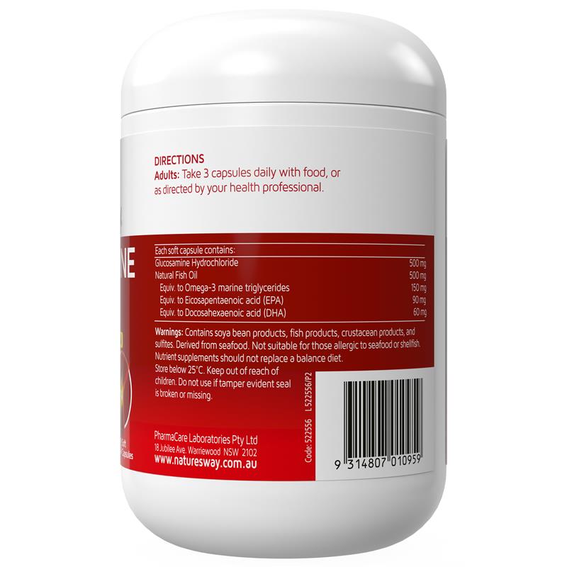 Nature's Way Glucosamine + Fish Oil 200 Soft Capsules
