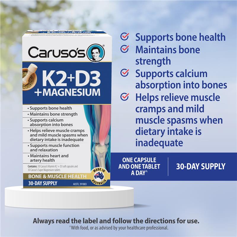 Carusos Vitamin K2 + D3 + Magnesium 30 Tablets