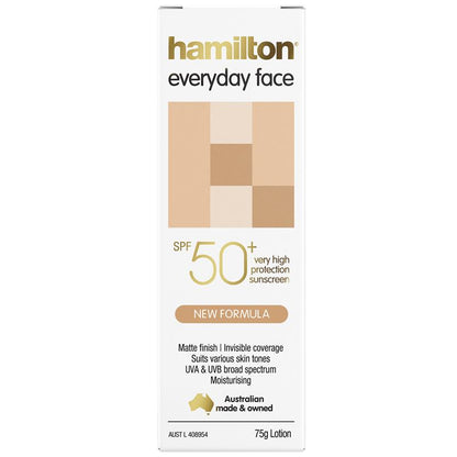 Hamilton Sunscreen Everyday Face Lotion SPF 50+ 75g