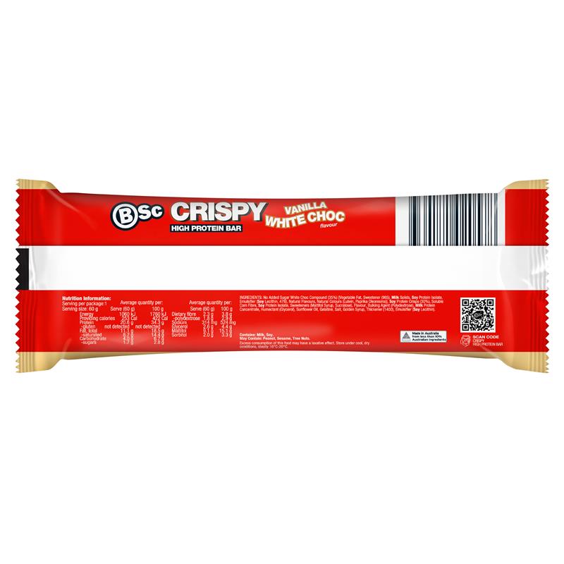 BSc Crispy Protein Bar Vanilla White Choc 60g
