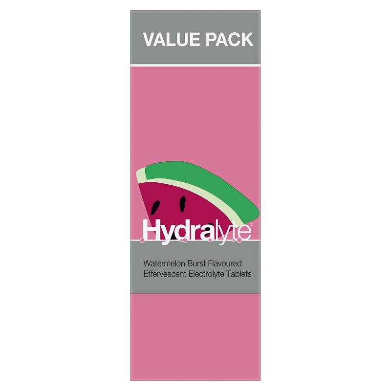 Hydralyte Electrolyte Effervescent Watermelon 60 Tablets Exclusive Size