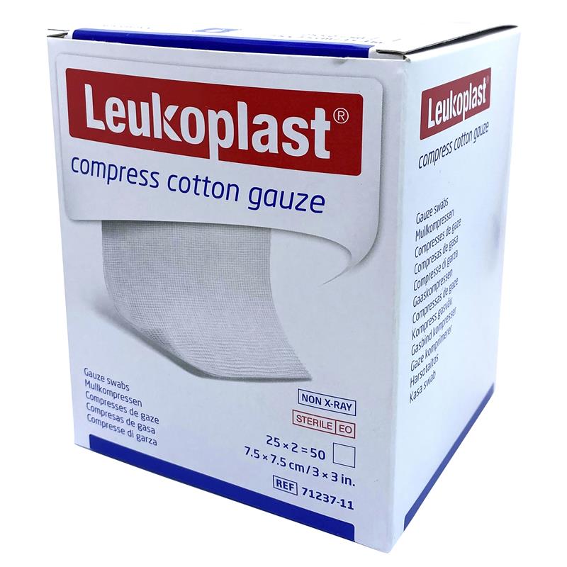 Leukoplast Compress Cotton Gauze 7.5 x 7.5cm 50 Pack