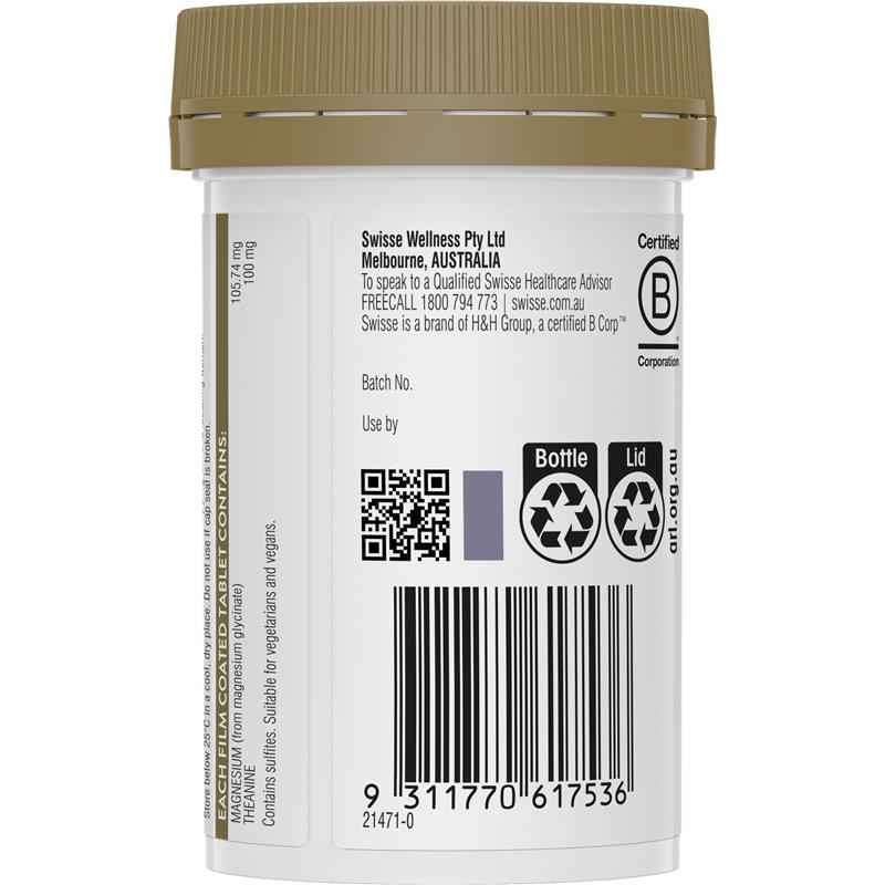 Swisse Ultiboost Magnesium Glycinate Relax + L-Theanine Day 60 Tablets