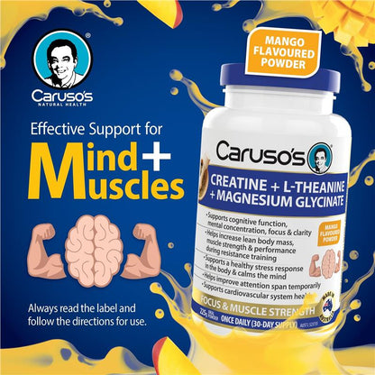 Carusos Creatine + L Thean + Mag-Gly Powder 225g