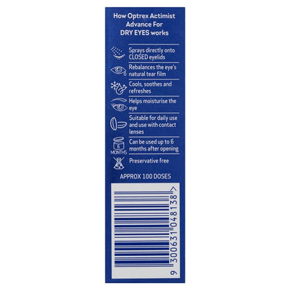 Optrex Advance Actimist Preservative Free Dry Eye Spray 10ml - GimmeNow