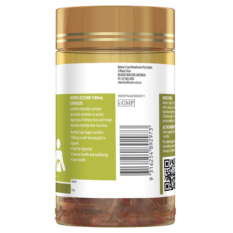 Healthy Care Super Lecithin 1200mg 100 Capsules
