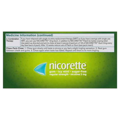 Nicorette Gum 2mg Icy Mint 75 Pieces