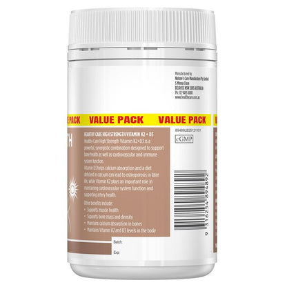 Healthy Care High Strength Vitamin K2 + D3 150 Capsules