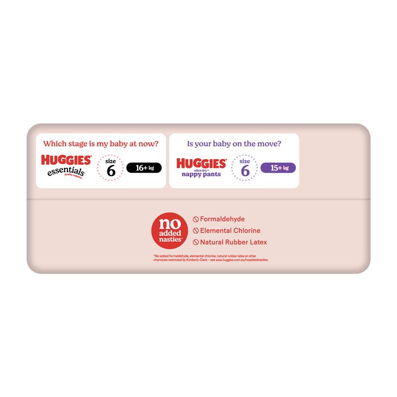 Huggies Essentials Size 6 16kg & Over 40 Nappies