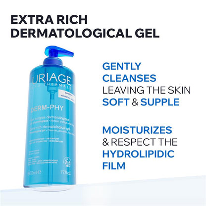 Uriage Eau Thermale Derm-Phy Extra-Rich Dermatological Cleansing Gel 500ml