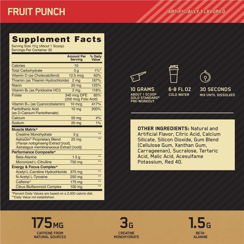 Optimum Nutrition Gold Standard Pre-Workout Fruit Punch 300g