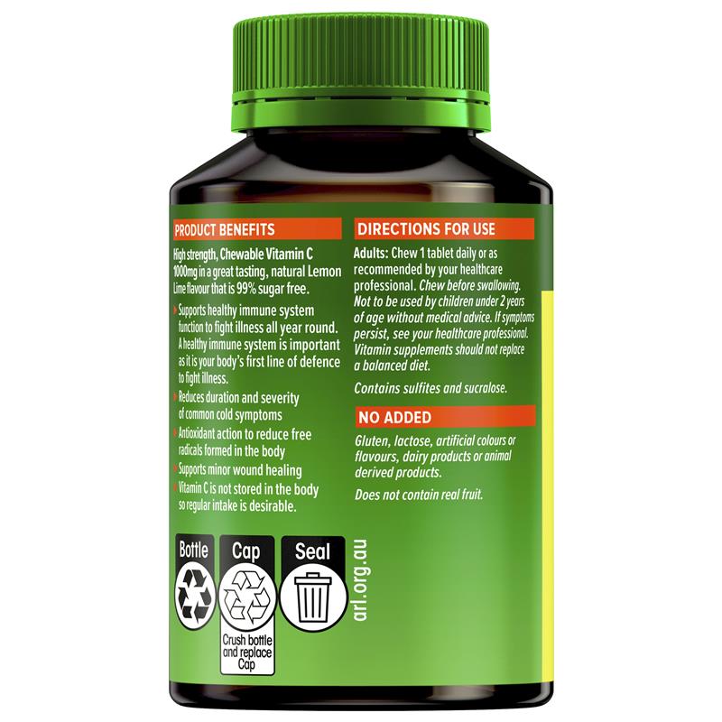 Cenovis Chewable Mega Vitamin C 1000mg Lemon Lime 60 Tablets