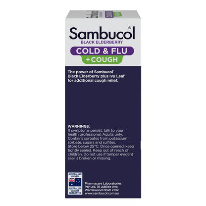 Sambucol Cold & Flu + Cough Liquid 250ml
